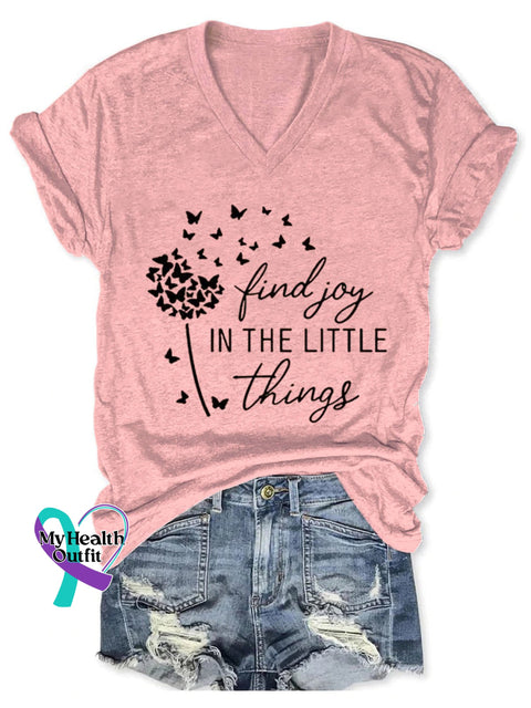 Find Joy In The Little Things Art Print Casual T-Shirt Pink / S