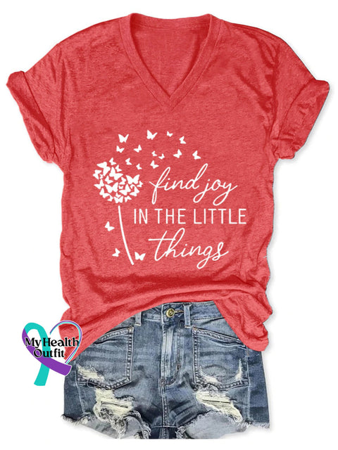 Find Joy In The Little Things Art Print Casual T-Shirt Red / S