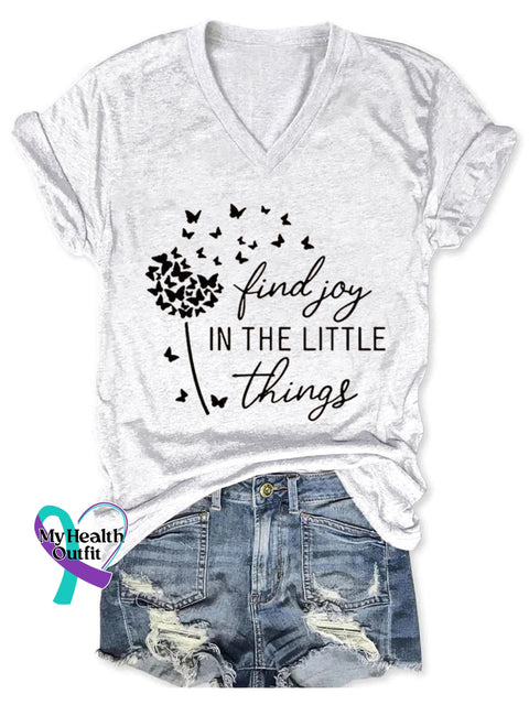 Find Joy In The Little Things Art Print Casual T-Shirt White / S