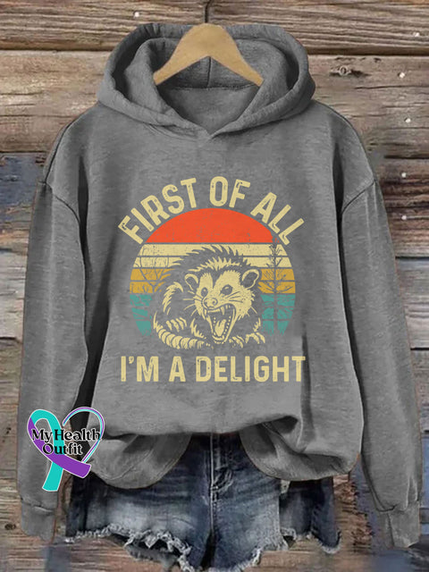 First Of All I’m A Delight Hoodie Dark Grey / S