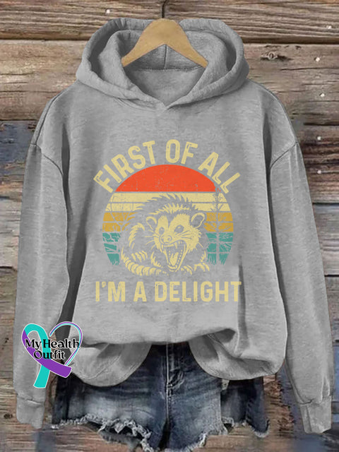 First Of All I’m A Delight Hoodie Grey / S