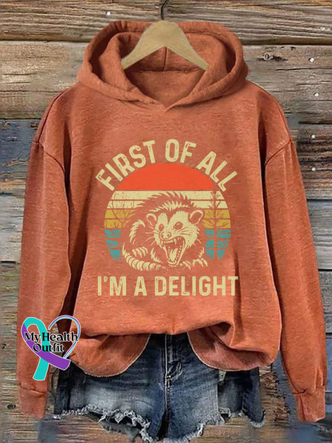 First Of All I’m A Delight Hoodie Orange / S