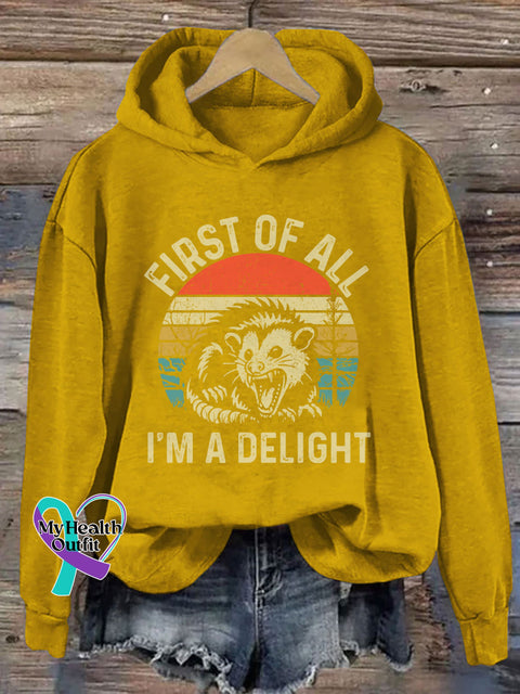 First Of All I’m A Delight Hoodie Yellow / S