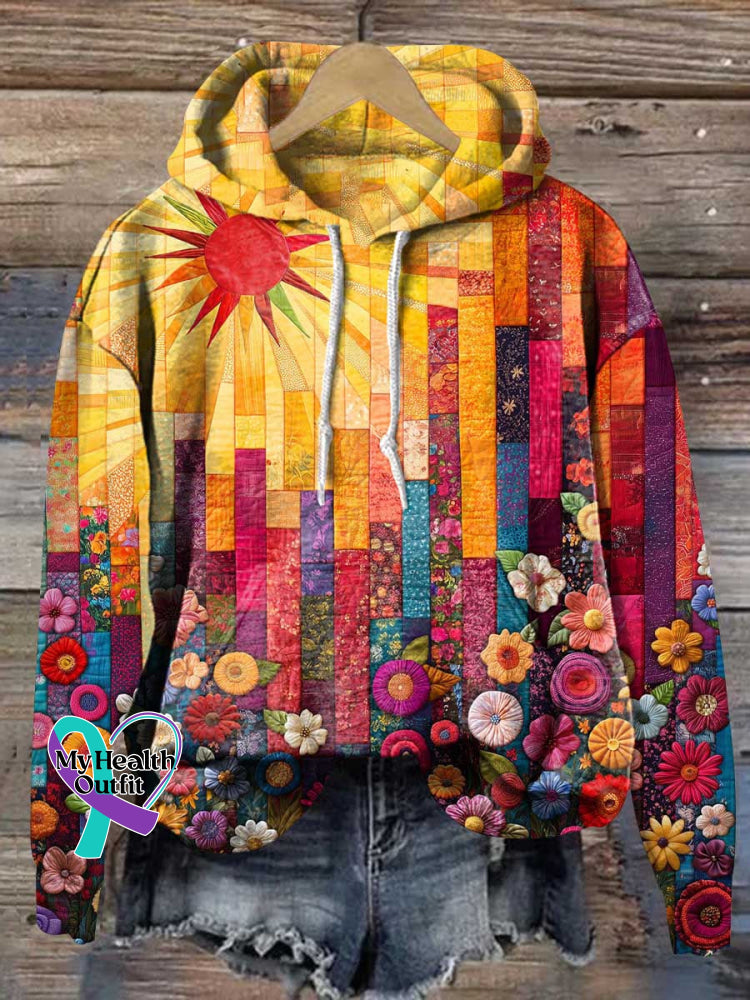Floral Art Print Casual Sweatshirt Multicolor / S