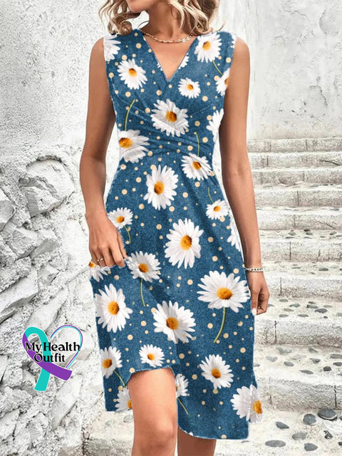 Floral Art Print Elegant Casual Dress Multicolor / S