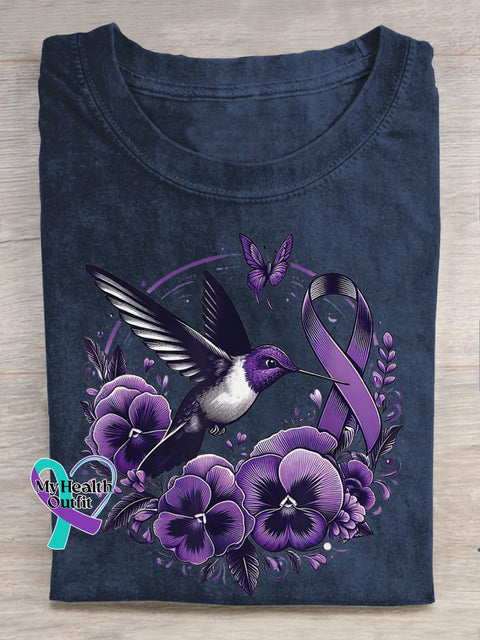Floral Bird Alzheimer’s Awareness T-shirt Blue / S