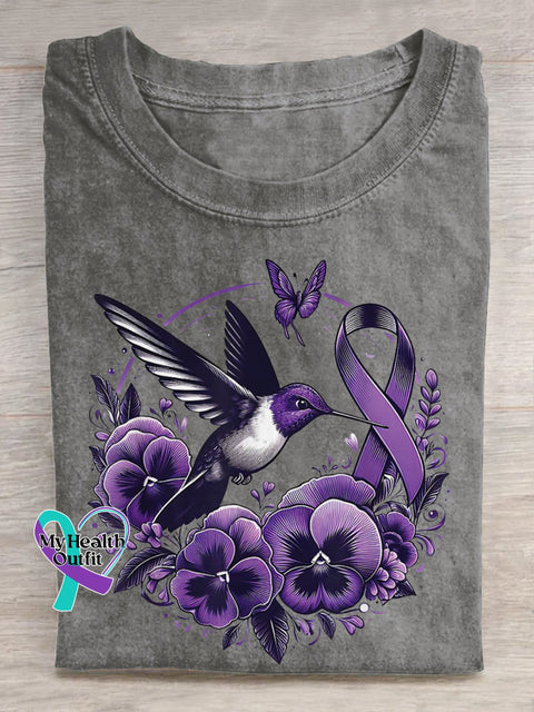 Floral Bird Alzheimer’s Awareness T-shirt Grey / S