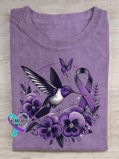 Floral Bird Alzheimer’s Awareness T-shirt LightPurple / S