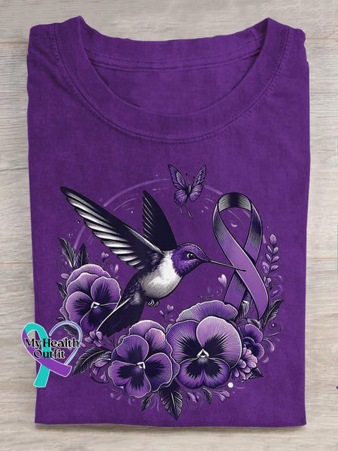 Floral Bird Alzheimer’s Awareness T-shirt Purple / S