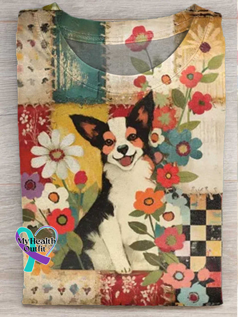 Floral Dog T-shirt Multicolor / S