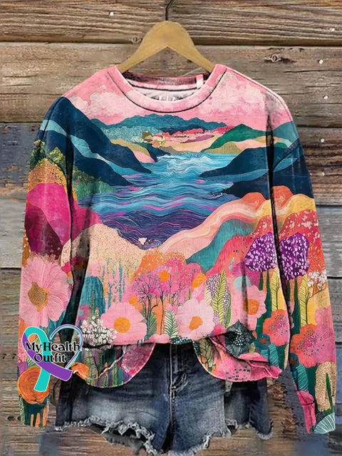 Floral Print Casual Sweatshirt Multicolor / S