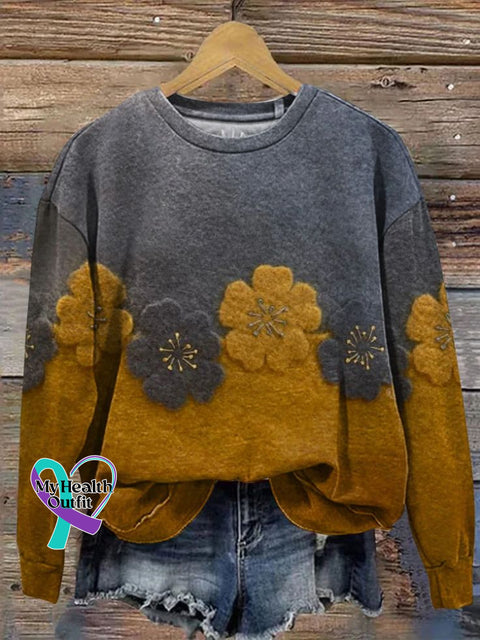 Floral Print Casual Sweatshirt Multicolor / S