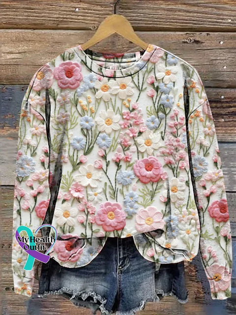 Floral Print Casual Sweatshirt Multicolor / S