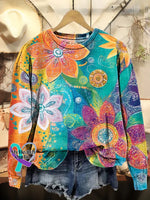 Floral Print Casual Sweatshirt Multicolor / S