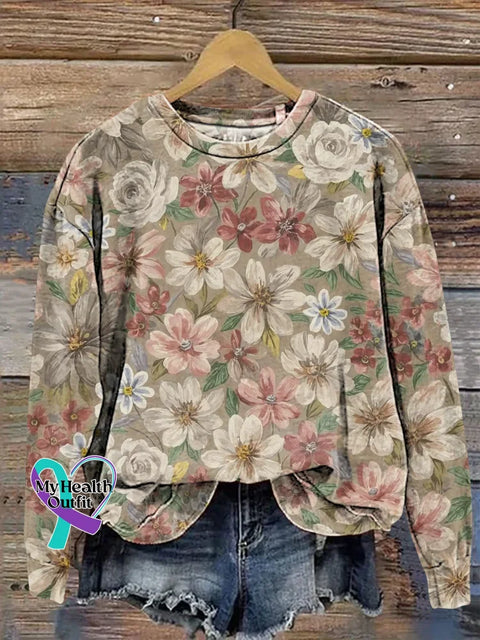 Floral Print Casual Sweatshirt Multicolor / S