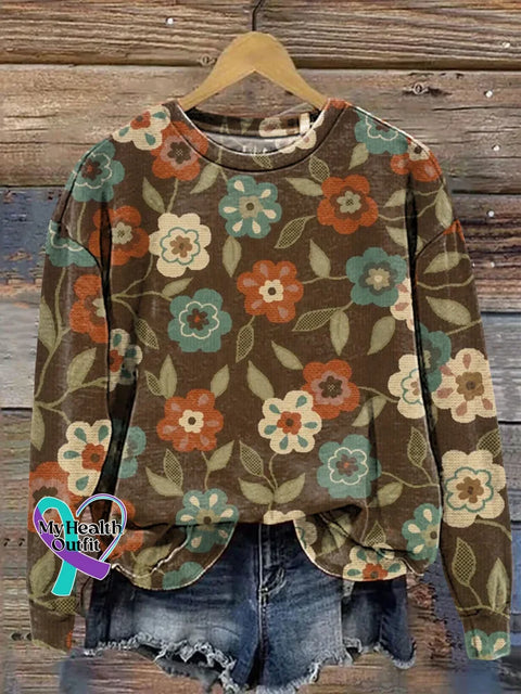 Floral Print Casual Sweatshirt Multicolor / S