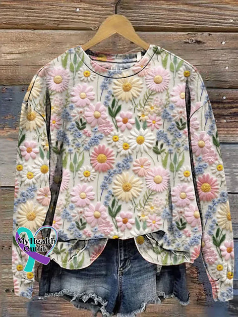 Floral Print Casual Sweatshirt Multicolor / S