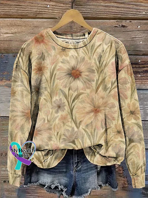 Floral Print Casual Sweatshirt Multicolor / S