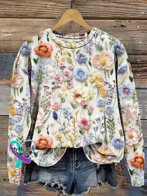 Floral Print Casual Sweatshirt Multicolor / S