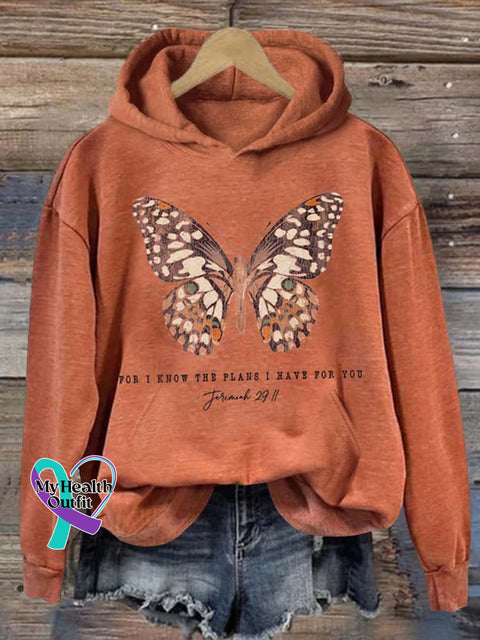 For I Know The Plans Have You Art Print Casual Hoodie Sweatshirt Orange / S