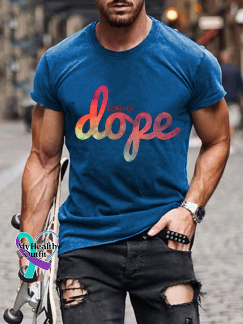 Forever Dope Text Print Men’s Casual Crew Neck Short Sleeve T-Shirt Blue / S