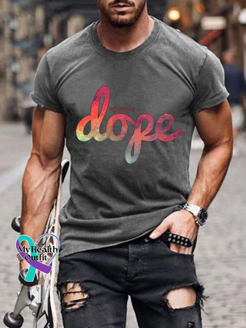Forever Dope Text Print Men’s Casual Crew Neck Short Sleeve T-Shirt Grey / S