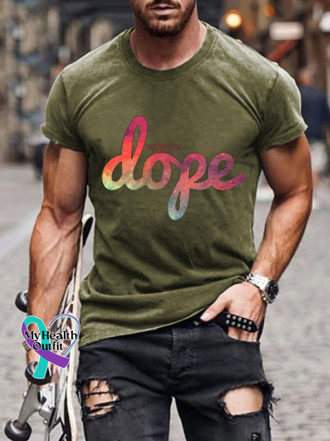 Forever Dope Text Print Men’s Casual Crew Neck Short Sleeve T-Shirt OliveGreen / S