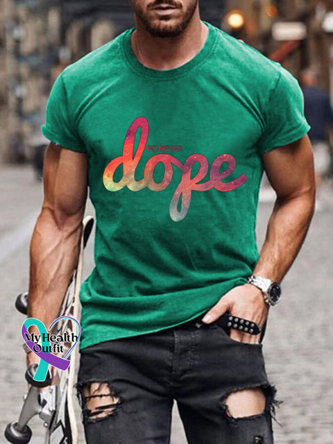 Forever Dope Text Print Men’s Casual Crew Neck Short Sleeve T-Shirt Turquoise / S