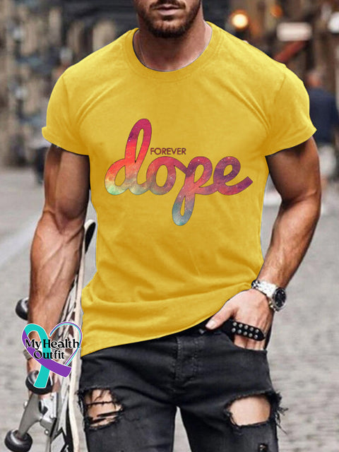 Forever Dope Text Print Men’s Casual Crew Neck Short Sleeve T-Shirt Yellow / S