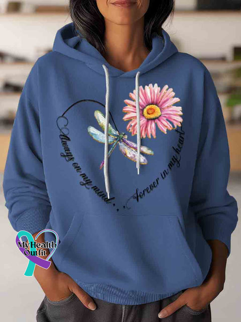 Forever In My Heart Dragonfly Art Casual Hoodie Sweatshirt Blue / S