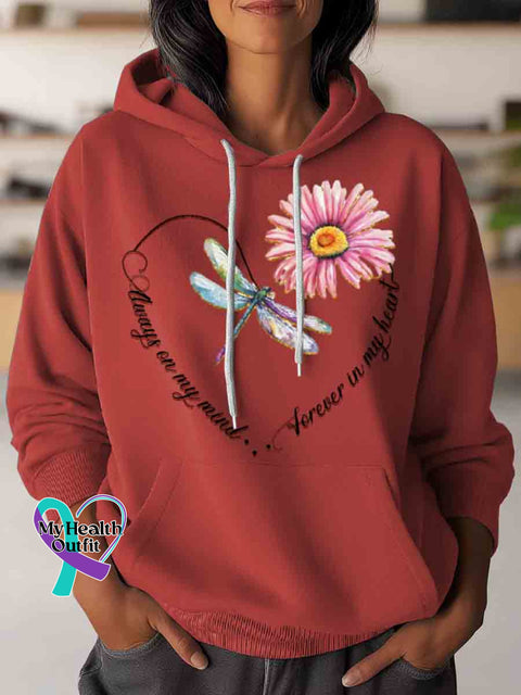 Forever In My Heart Dragonfly Art Casual Hoodie Sweatshirt Red / S