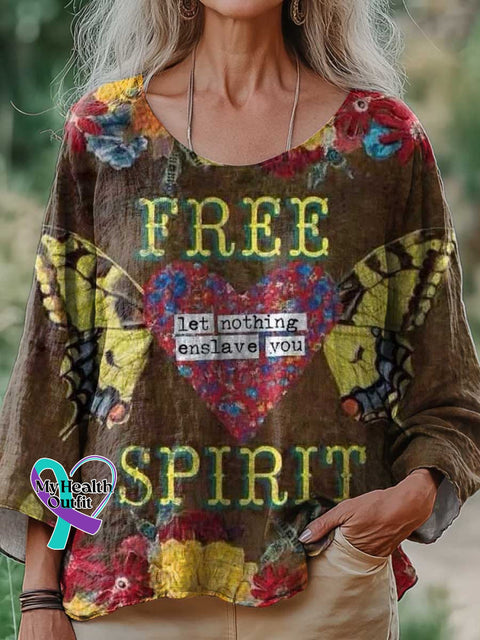 Women’s Free Spirit Let Nothing Enslave You Mental Health Awareness Print Casual Cotton And Linen