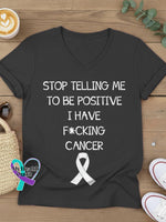 Fuck Cancer Art V-neck Casual T-Shirt Black / S