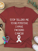 Fuck Cancer Art V-neck Casual T-Shirt Red / S