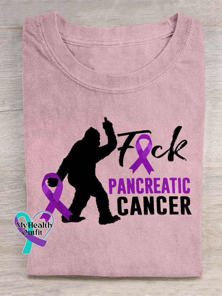 Fuck Pancreatic Cancer Art Print Casual T-Shirt Pink / S
