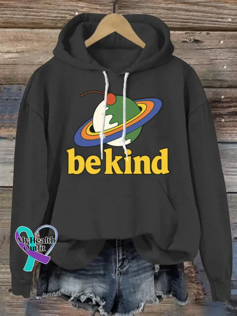 Funny Be Kind Art Print Casual Sweatshirt Black / S