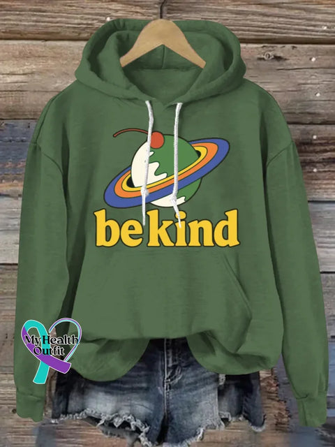 Funny Be Kind Art Print Casual Sweatshirt Green / S