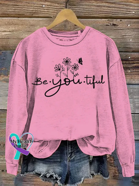 Funny Be You Tiful Art Print Casual Sweatshirt Pink / S