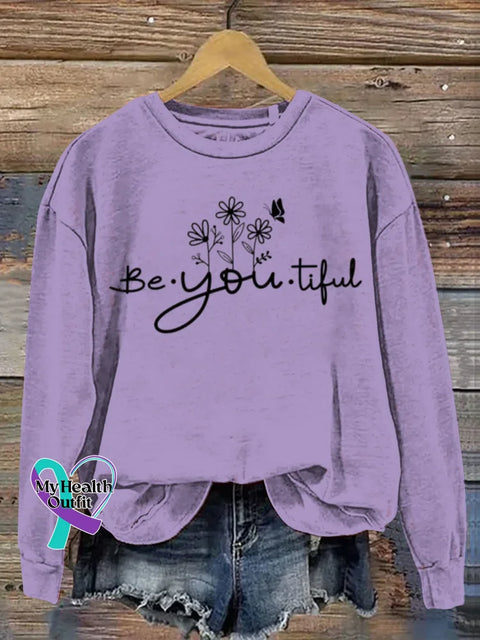 Funny Be You Tiful Art Print Casual Sweatshirt Purple / S