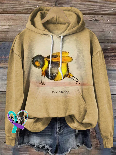 Funny Bee Strong Art Print Casual Hoodie Sweatshirt Khaki / S