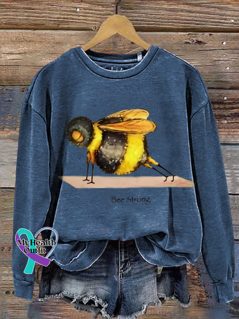 Funny Bee Strong Art Print Casual Sweatshirt Blue / S