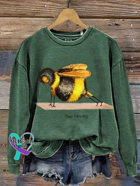 Funny Bee Strong Art Print Casual Sweatshirt Green / S