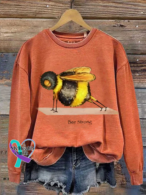 Funny Bee Strong Art Print Casual Sweatshirt Orange / S