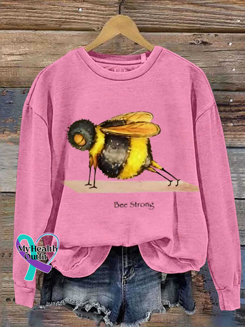 Funny Bee Strong Art Print Casual Sweatshirt Pink / S