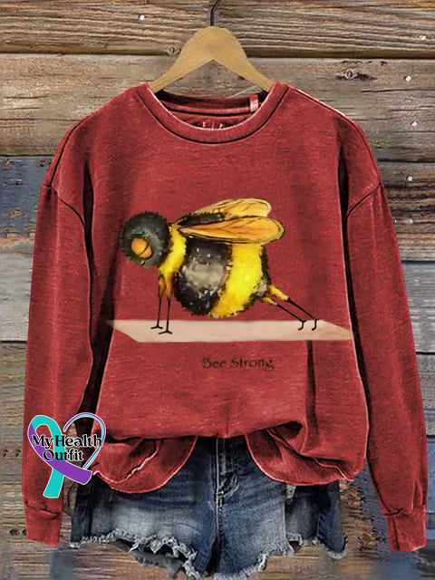 Funny Bee Strong Art Print Casual Sweatshirt Red / S