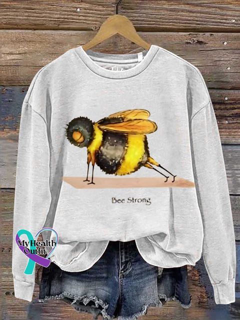 Funny Bee Strong Art Print Casual Sweatshirt White / S