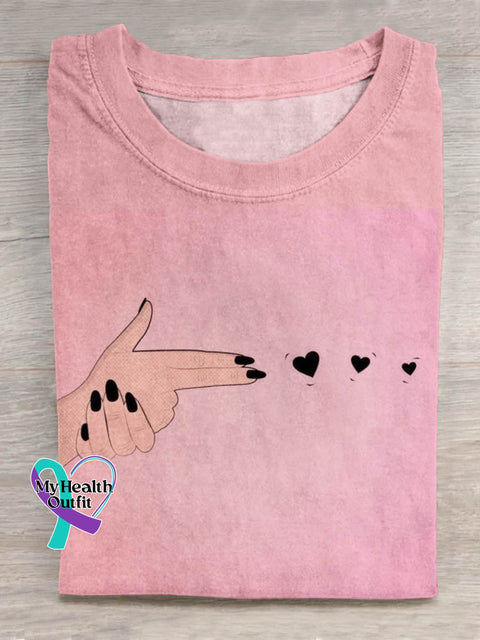 Funny Breast Cancer Awareness Pattern Art Print Casual T shirt Pink / S