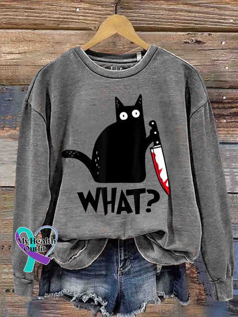 Funny Cat Art Sweatshirt Grey / S