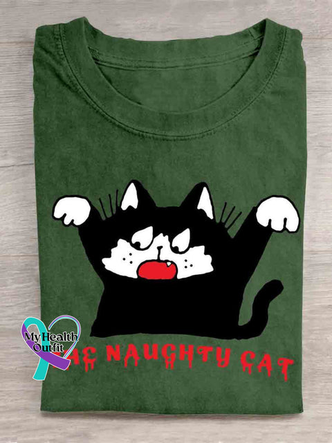 Funny Cat Art T-shirt Green / S