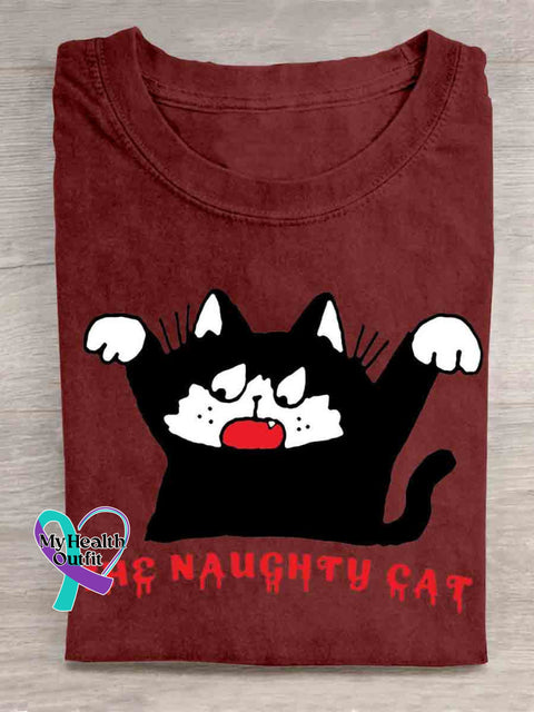 Funny Cat Art T-shirt Red / S